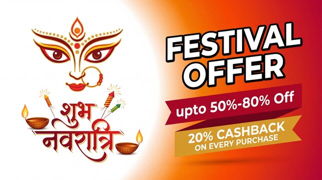 Navratri Festival Offer Banner Design Template Vector Illustration