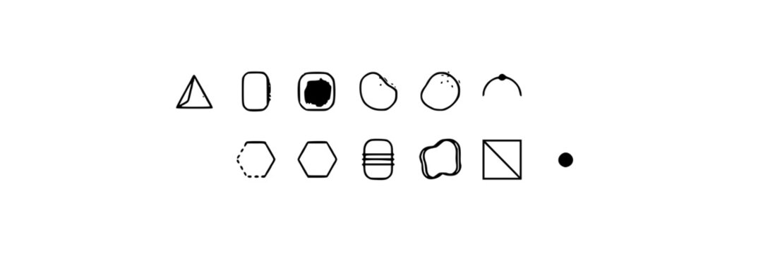 Geometric Ideograms Set, Minimalist Design Elements, Simple Shapes and Icons Featuring Ideogram, Vector