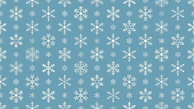 Winter seamless pattern with hand drawn snowflakes. Festive seasonal design for Christmas cards, holiday banners or invitations. Vector illustration