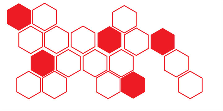  simple abstract red color honeycomb pattern a white and red hexagon