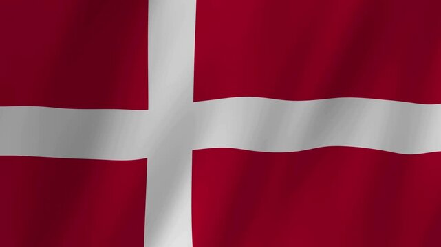 Realistic Denmark national flag waving in motion on textured fabric, creating a smooth and natural animation loop