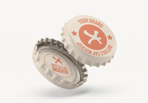 Bottle Cap Mockup, Floating Top and Bottom View