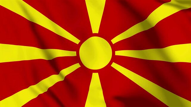 Macedonia national flag waving smoothly in a seamless animation loop