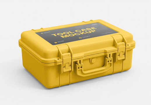 Yellow Hard Tool Case Mockup with Latch Handle