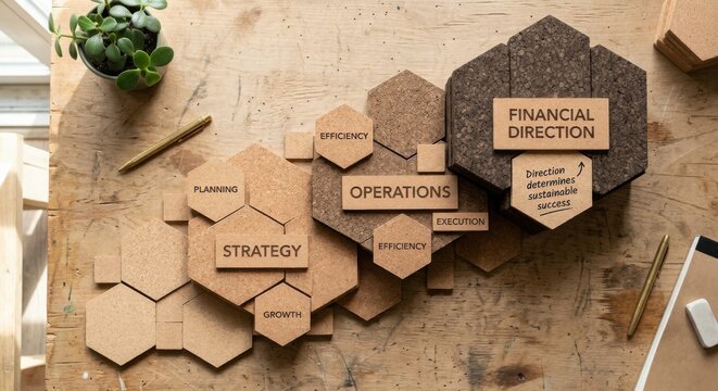 Business Strategy and Operations Cork Board Arrangement