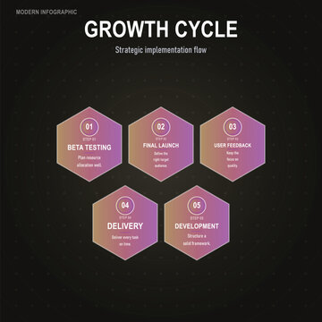 Modern growth cycle infographic with strategic implementation flow Vector