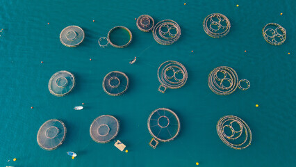 Aerial View of Marine Fish Farm in Donji Stoliv © StockMediaSeller