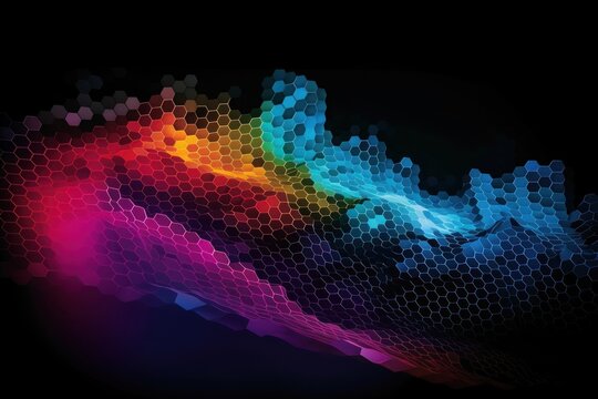 Hexagon wave halftone light backgrounds technology.