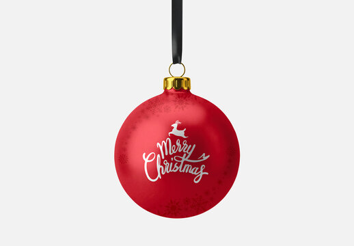 Red Christmas Ball Mockup