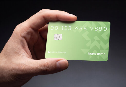 Green Credit Card Mockup with Hand