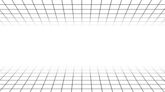 3d perspective grid lines loop animation on White Background. Clean Geometric Grid Loop. Modern Monochrome Grid Loop.