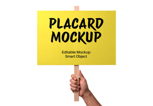 Hand Holding Placard Mockup
