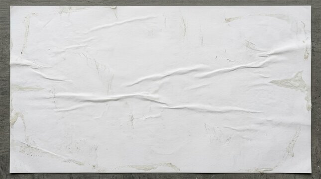 White Crumpled Paper Texture Background with Wrinkles and Creases.
