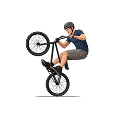 Fototapeta premium Male Flatland BMX Rider Balancing on Front Wheel Peg