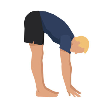 Focused Man Performing Intense Leg Stretch Forward Fold