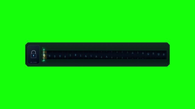 Futuristic digital loading bar ui elements on green screen
