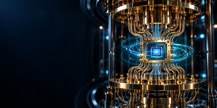 Quantum computer processor core with golden cryogenic dilution refrigerator frame