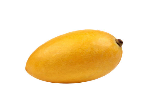 Ripe yellow mango fruit isolated on clean white background transparent background