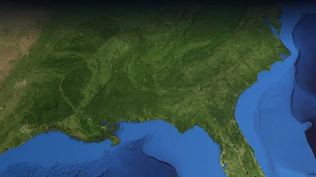 Animation of airplane flying from Dallas to Cairo across globe.