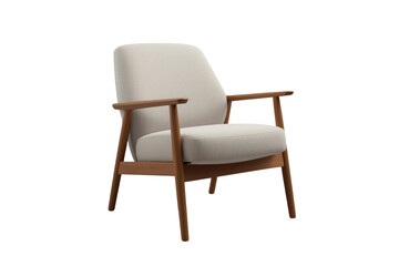 Obraz premium Cream upholstered wooden lounge chair