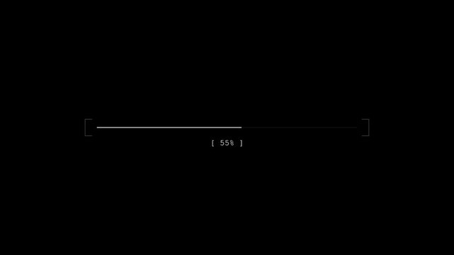 Loading bar animation showing percentage progress for digital data transfer or software installation interface displayed on a clean black background for professional motion graphics video