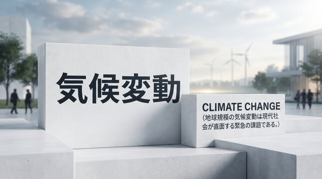 「気候変動」の文字を配置した環境問題とSDGsイメージの背景素材
