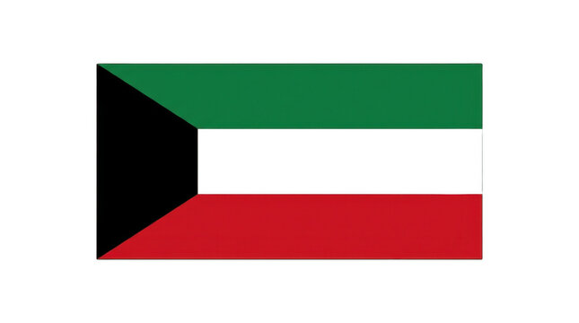 Kuwait national flag with green white red horizontal bands and black trapezoid, official country banner isolated background PNG image

