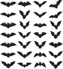 Fototapeta premium Halloween Bat Silhouette Collection with Flying Bat