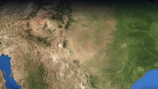 Animation of airplane flying from Phoenix to Seoul across Pacific Ocean with world map background.
