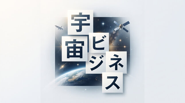 「宇宙ビジネス」の文字をデザインしたコンセプトグラフィック素材