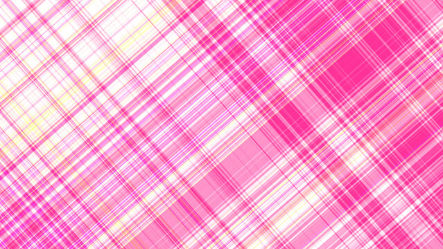 Diagonal pink and white plaid pattern with intersecting lines