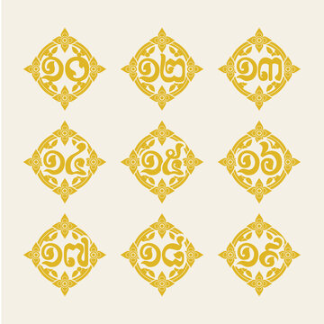 Pchum Ben festival element khmer number art ornaments