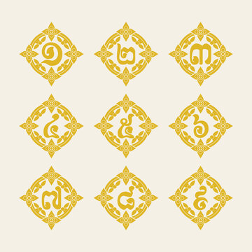 Pchum Ben festival element khmer number art ornaments