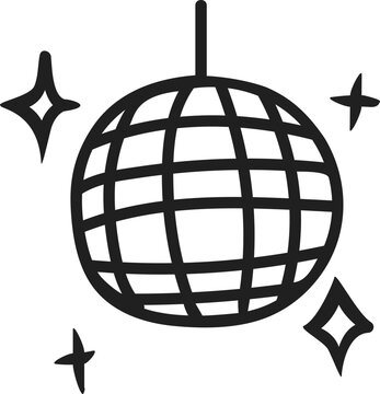 Cute Hand Drawn Disco Ball Doodle Vector Icon