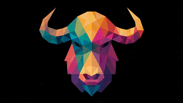 Colorful Geometric Bull Head Art Design.