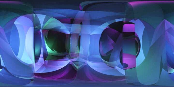HDRI, environment map , Round panorama, spherical panorama, equidistant projection, panorama 360, Multicube, abstract background, kaleidoscope, 3d rendering