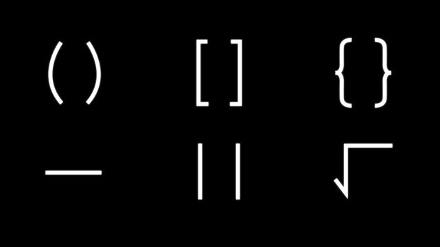 Animated Mathematical Brackets and Symbols Scaling Up Black Screen Chroma Key,