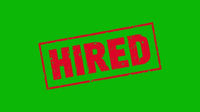 Hired red stamp animation video