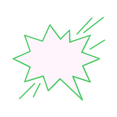 Obraz premium Explosion shape with green outline and light pink fill