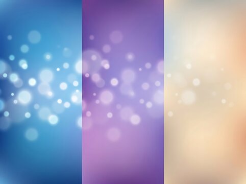 Abstract gradient background with bokeh lights transitioning from blue to purple to beige tones
