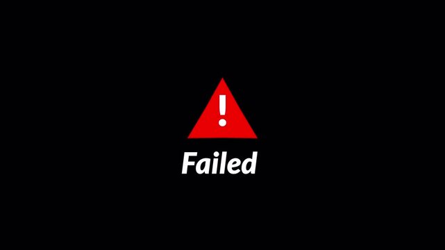 Animated Failed warning icon sign animation in 4K animation with alpha channel warning error notification symbol animated on transparent background warning animation 