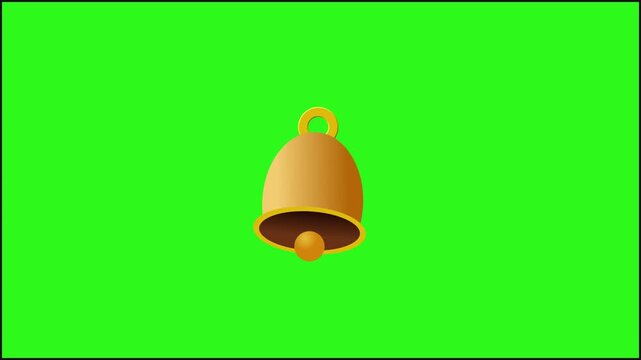 3D Golden Notification Bell Icon Isolated on Green Background Motion Graphics.