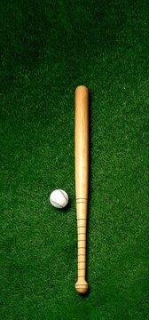 baseball bat and ball on green grass