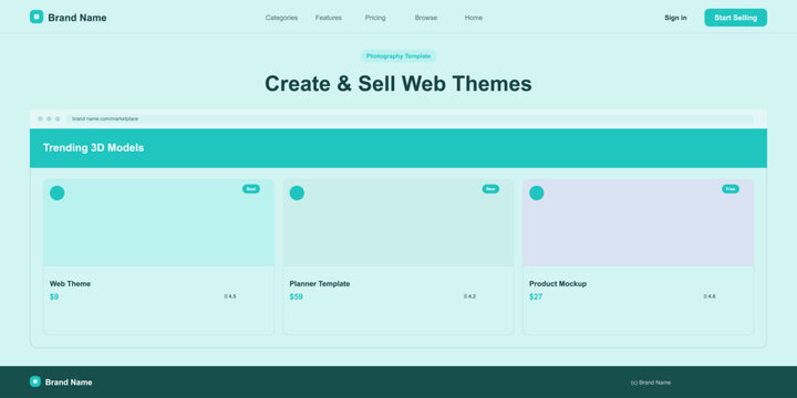 Modern 3d web theme preview mockup with pricing tags Vector