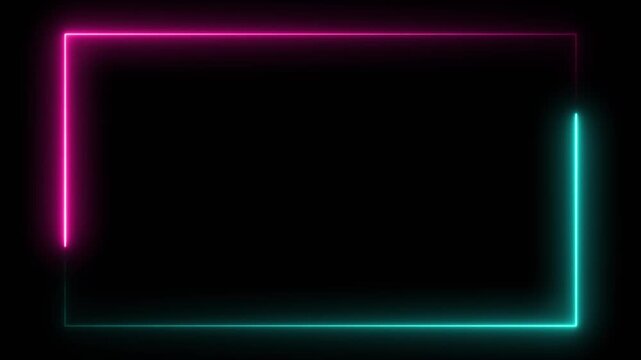 cyan and pink neon border frame animation glowing dual color screen outline dark background motion graphic element seamless looping video asset 3840x2160 4k