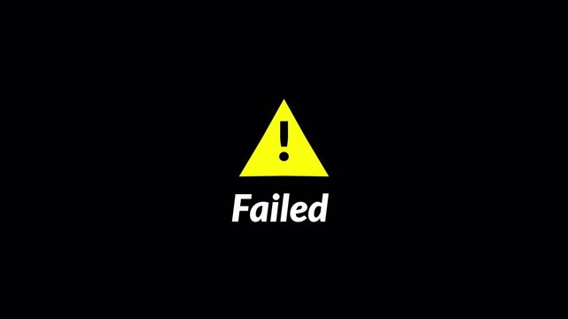 Animated Failed warning icon sign animation in 4K animation with alpha channel warning error notification symbol animated on transparent background warning animation 