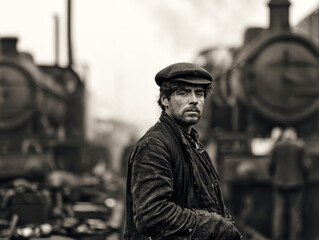Fototapeta premium Vintage Steam Railway Worker
