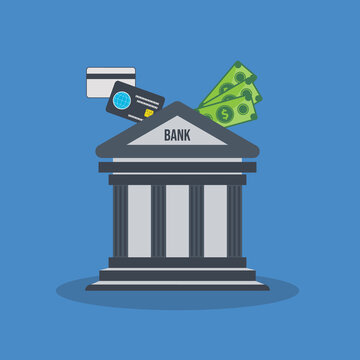 Financial Services Bank Concept with Money, Credit Card and Currency