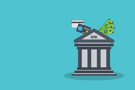 Secure Digital Banking Concept with Card, Binary Data and Bank