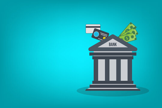 Modern Payment Technology Concept with Credit Card, Cash and Bank